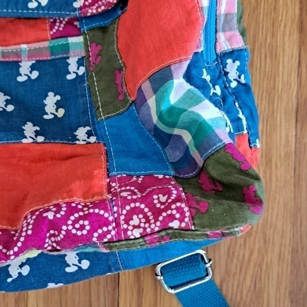 Authentic Disney Parks Backpack Madras Plaid Quilted Fabric 12" x 11" x 4" - Picture 5 of 15